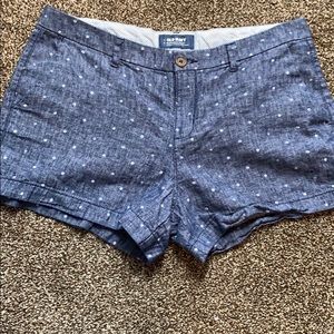 Mid-rise linen blend shorts